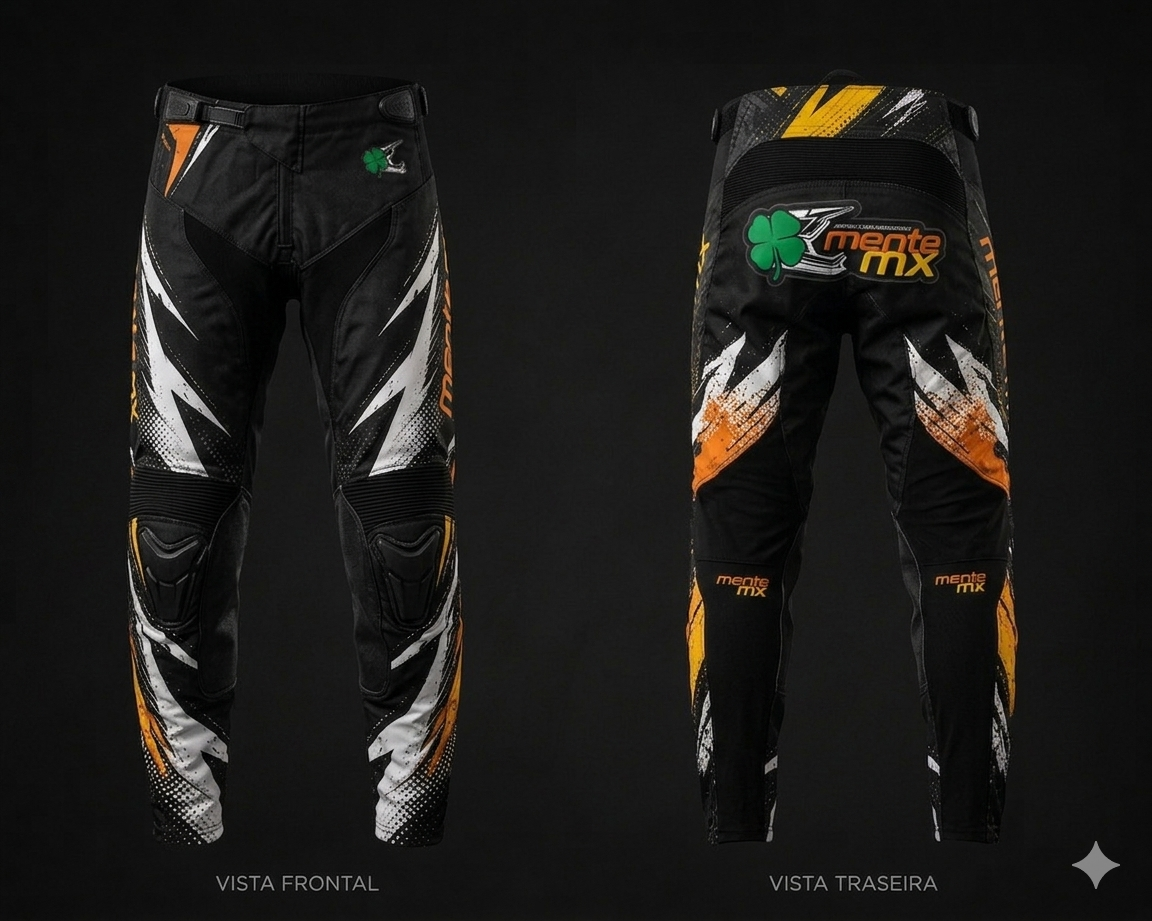 Calça Rider Preto Laranja